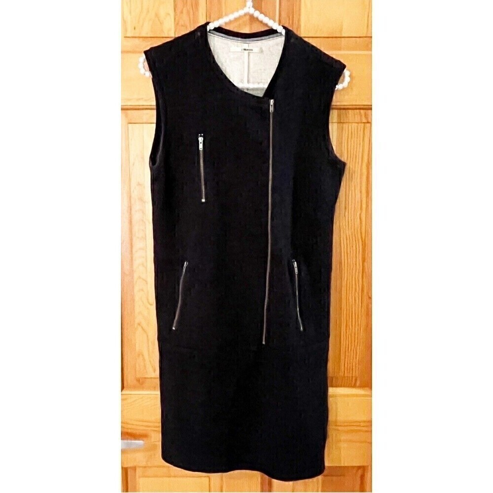 J. Brand Chatelet Sweatshirt Dress Sz S Wool Blend Sport Black Zippers Stretch